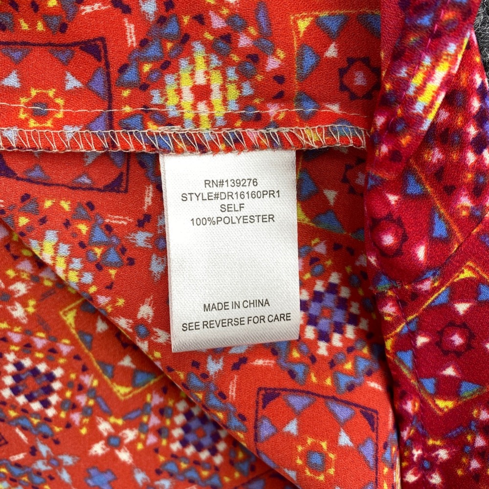 DR2 Sleeveless Blouse Womens Medium Orange Geometric Boho Chic Summer Art Color - Picture 3 of 9